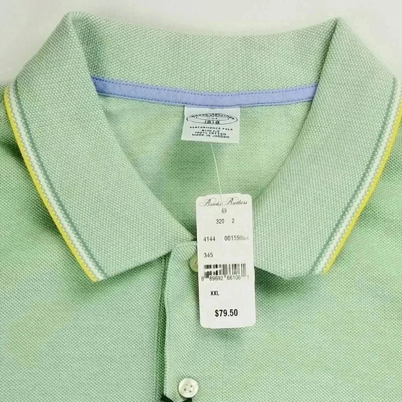 Brooks Brothers Slim Fit Size 2XL Embroidered Logo Green Cotton Performance Polo - Picture 8 of 10